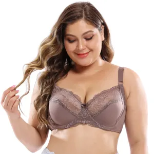 Reggiseno in pizzo taglie forti con ferretto, lingerie comoda e sexy a copertura totale.