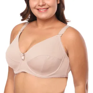 Sujetador de Nylon Spandex Liso de Talla Grande Cómodo Sin Costuras Sin Aros Copa Grande Ropa Interior de Soporte Sujetador Grande