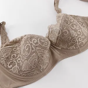Plus size kanten volledige cup bh voor dames, ademend dun ondergoed met comfortabele pasvorm.