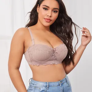Reggiseno da Donna Taglie Forti in Pizzo Raccolto Mezza Coppa Sexy Push Up Intimo Regolabile Lingerie di Sostegno Poliammide Elastan Bra Top