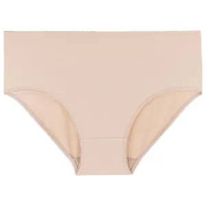 Plus size women high waist seamless underwear briefs, comfortable nude solid color panty.