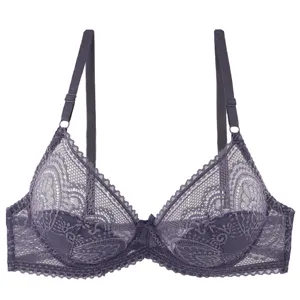 Ultra-thin cup semi-sheer lace underwire bra French lingerie detail exquisite texture.