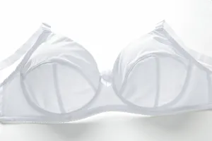 White plus size thin smooth bra for women, comfortable breathable undergarment daily wear.