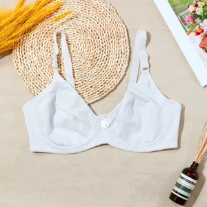Comfortable white full cup bra with adjustable straps, smooth design, ideal for daily wear.