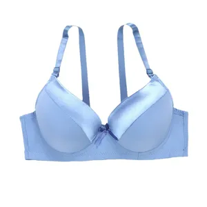 Comfortable light blue smooth push-up bra featuring adjustable straps for daily wear and support.