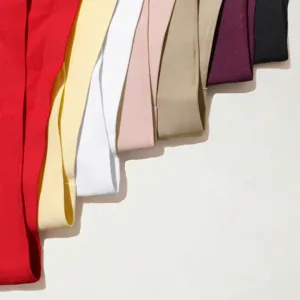Detail view of multi-color solid seamless underwear waistbands, stretchy and clean design.