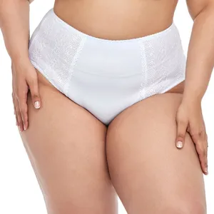 Plus size lace mid-waist women panties breathable comfortable white underwear for daily wear