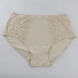 Women's Plus Size Sexy Lace Panties Cotton Breathable Briefs Mid Waist Hip Lifting Underwear For Daily Wear