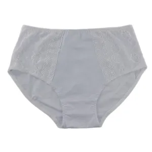 Comfortable high waist women panties with delicate lace side panels in light blue color perfect.