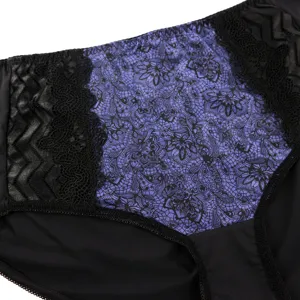 Women Plus Size Sexy Lace Briefs Mid Waist Breathable Butt Lift Knitted Nylon Panties Daily Alluring Style Lingerie