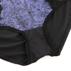 Women's mid-rise lace briefs comfortable breathable purple floral underwear sexy panty