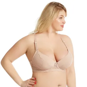 Große Größen Spitze Push Up BH, bequemer stützender Damen Unterwäsche BH gepolstert.
