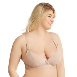Plus Size Push-up Spitzen-BH mit bequemen dünnen Schalen und Seitenhalt für Damen Hauptansicht.