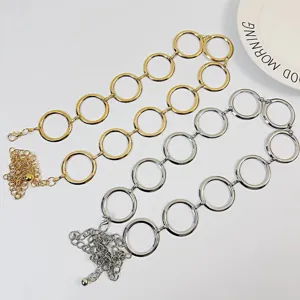 Women Metal Chain Waist Belt Fashion Ins Style Adjustable Circle Ring Waistband