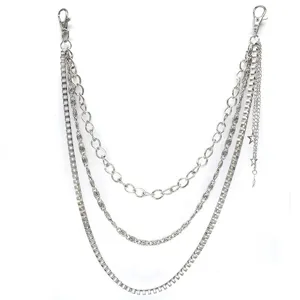 Hip hop multi-layer metal pants chain wallet chain with star charms for men and women