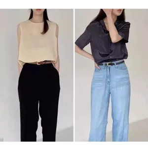 Fashionable minimalist women's thin leather belt versatile new brown belt for jeans and daily wear.