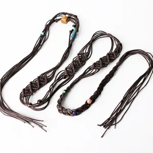 Ceinture tressée à la main rétro pour femme robe, chaîne de taille bohème avec des glands.