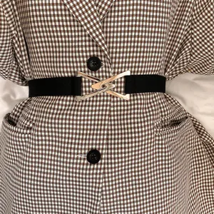 Women's Elastic Waist Belt Minimalist Metal Triangle Buckle Decorative Coat Waist Seal Stylish Fashion Accessory