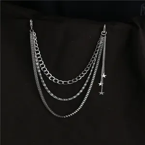 Hip hop metal pants chain multi layer waist chain star punk trousers chain accessory
