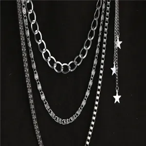 Multi-layer hip hop metal pants chain star waist chain street dance decorative accessories
