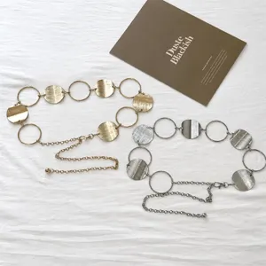 Fashion metal chain belt for women, elegant circle waist chain, versatile dress accessory.