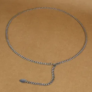 Zilveren metalen ketting riem detail, elegante taille accessoire voor dames jurken.