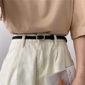 Retro Simple PU Leather Belt For Women Thin Waist Belt With Alloy Pin Buckle Casual Dress Jeans Decorative Waistband