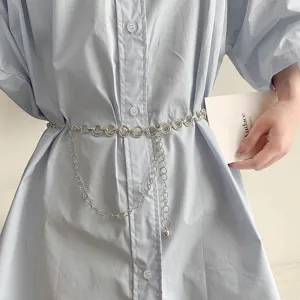 Dames Metaal Opengewerkte Cirkel Tailleketting Mode Verstelbare Metaal Taillegriem Elegante Jurk Trui Decoratieve Sieraden