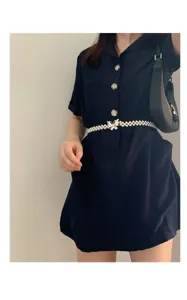 Pearl waist chain elastic women versatile Hanfu dress belt beaded accessory slimming.