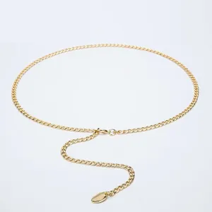 Gouden metalen kettingriem voor dames, chique tailleaccessoire voor zomerjurken.
