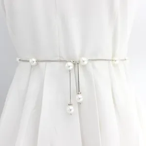 Women Fashion Elegant Pearl Waist Chain Metal Soft Chain Versatile Dress Decorative Belt