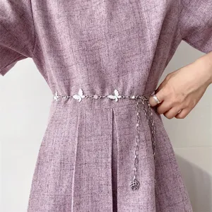 Donna Metallo Catena da Vita Cintura Moda Farfalla Strass Cinturino Elegante Catena per Corpo Abito Jeans Gioielli Accessori