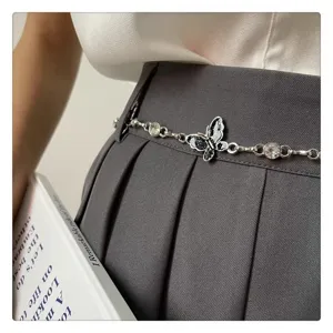 Metal butterfly waist chain with rhinestones stylish dress belt women accessories