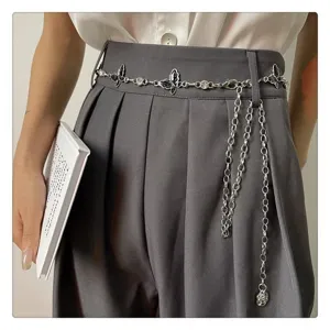 Silver butterfly waist chain metal belt for women fashion dress trousers accessories