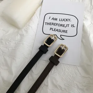 Women's thin belt minimalist stylish PU leather waist strap for trousers and jeans daily wear