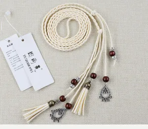 Handmade braided waist rope for women ethnic tassel dress belt casual decorative accessory