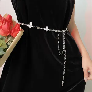 Butterfly waist chain women dress metal belt rhinestone chic body chain summer accessory