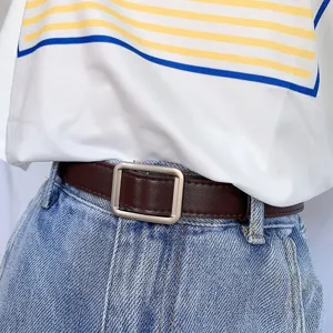 Damen Ledergürtel mit Metallschnalle stilvoller Freizeuggürtel für Jeans modisches Zubehör