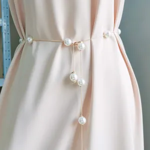 Parel tailleketting riem voor vrouwen elegante jurk metalen dunne band taille accessoire