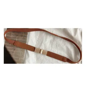 Ceinture de taille élastique marron pour femme avec boucle en métal accessoire élégant