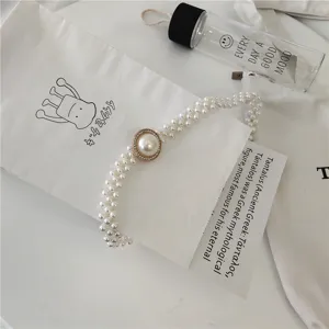Women multi-strand pearl waist chain elegant dress decorative belt simple all-match beaded