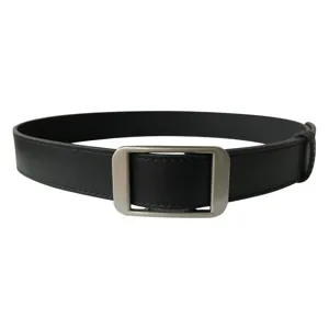 Cintura donna in pelle PU senza fori minimalista con elegante fibbia rettangolare.