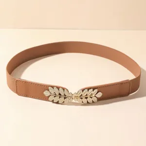 Cintura Elastica da Donna Fibbia a Foglia in Metallo Minimalista Cintura da Abito Fascia Elastica Casual Accessori Moda
