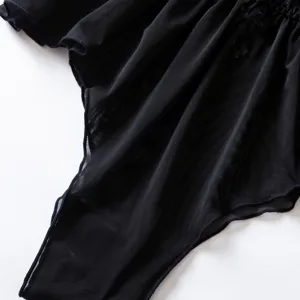 Body trasparente in pizzo nero halter lingerie sexy gotica da donna abbigliamento
