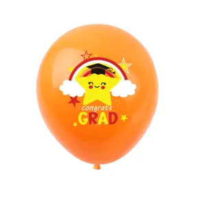 Oranger Abschluss Ballon mit Stern Motiv, ideal fuer Kindergarten Abschluss Party Dekoration.