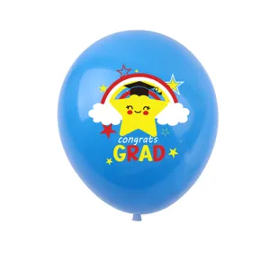 Blauer Ballon für Abschluss Party Dekoration mit Stern und bunten Regenbogen Design