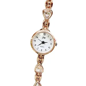 Damen Mode Quarz Uhr Roségold Strass Kette Armbanduhr elegante Armbanduhr für Frauen