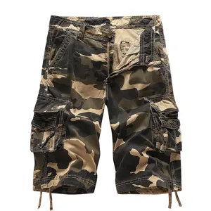 Men's camouflage cargo shorts multi-pocket tactical military casual 5-inch shorts summer.