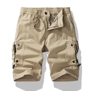 Men's casual cargo shorts, summer tactical multi-pocket cotton shorts with elastic waistband.