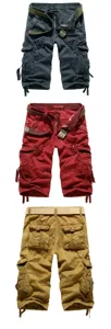 Men's Multi-Pocket Cargo Shorts Casual Outdoor Military Style Short Pants with Belt